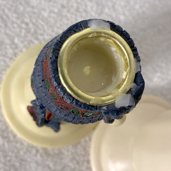 Vintage Snowmen Couple Candlesticks Candle Holders Winter Christmas Festive - Picture 9 of 9